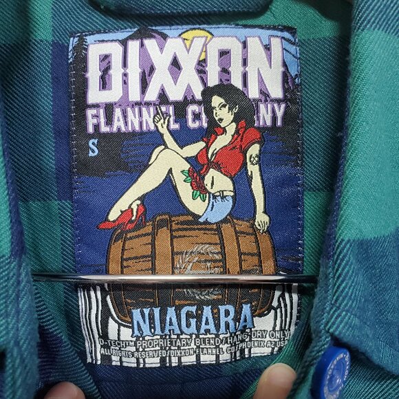 DIXXON Niagara Flannel Shirt Plaid Button Up Grunge Blue Green Women's Small - Picture 9 of 13